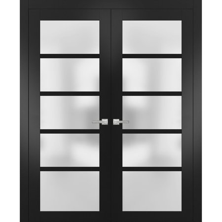 Sartodoors Double French Interior Door, 64" x 84", Black QUADRO4002DD-BLK-6484